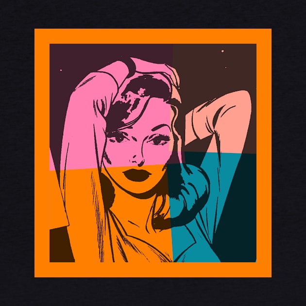 Woman in Sixties Retro Style Orange by TNMGRAPHICS